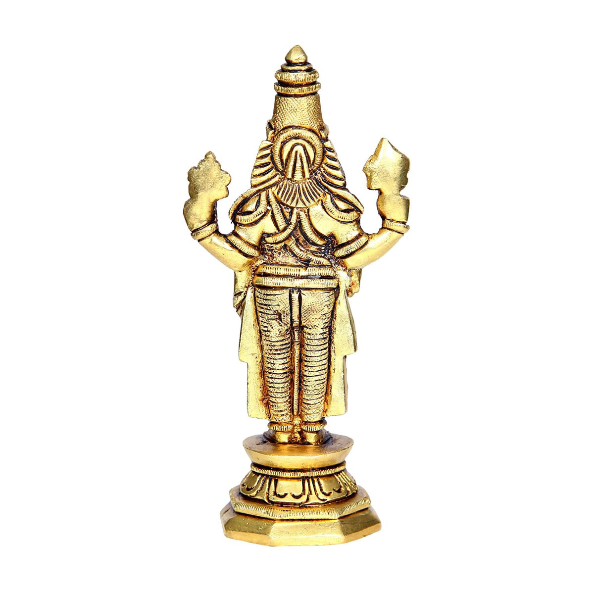 Aalayam Selveer Lord Venkateswara Idol Brass | Tirupati Balaji Perumal Statue | Venkateswara Swamy Idol 14.5cm Height Gold Colour 1 Piece