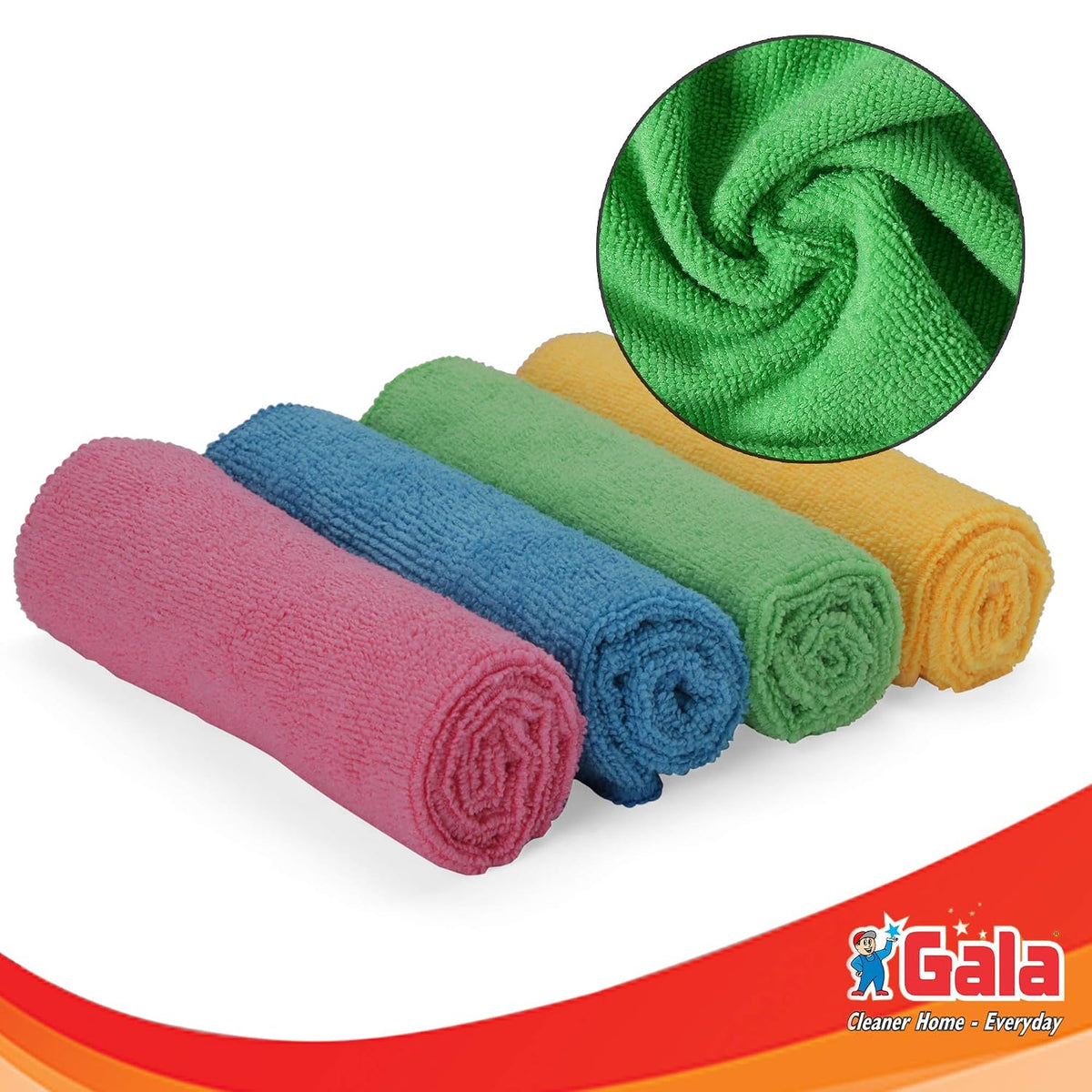 Gala Microfiber Cleaning Cloth/Towels Set of 4 Kitchen Wipes, Microfiber Cloth for car, Bike cleani