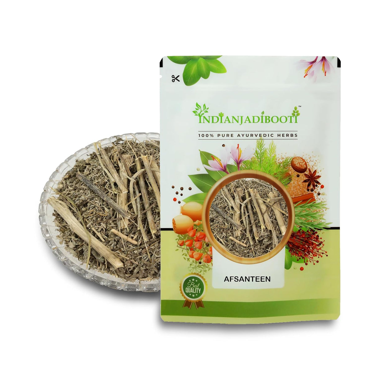 IndianJadiBooti Afsanteen Herb (Artemisia Absinthium) - 250g | Wormwood/Vilayati Afsantin | Supports Digestive Wellness & Natural Detox | Raw, Cleaned & Dried Whole Herb