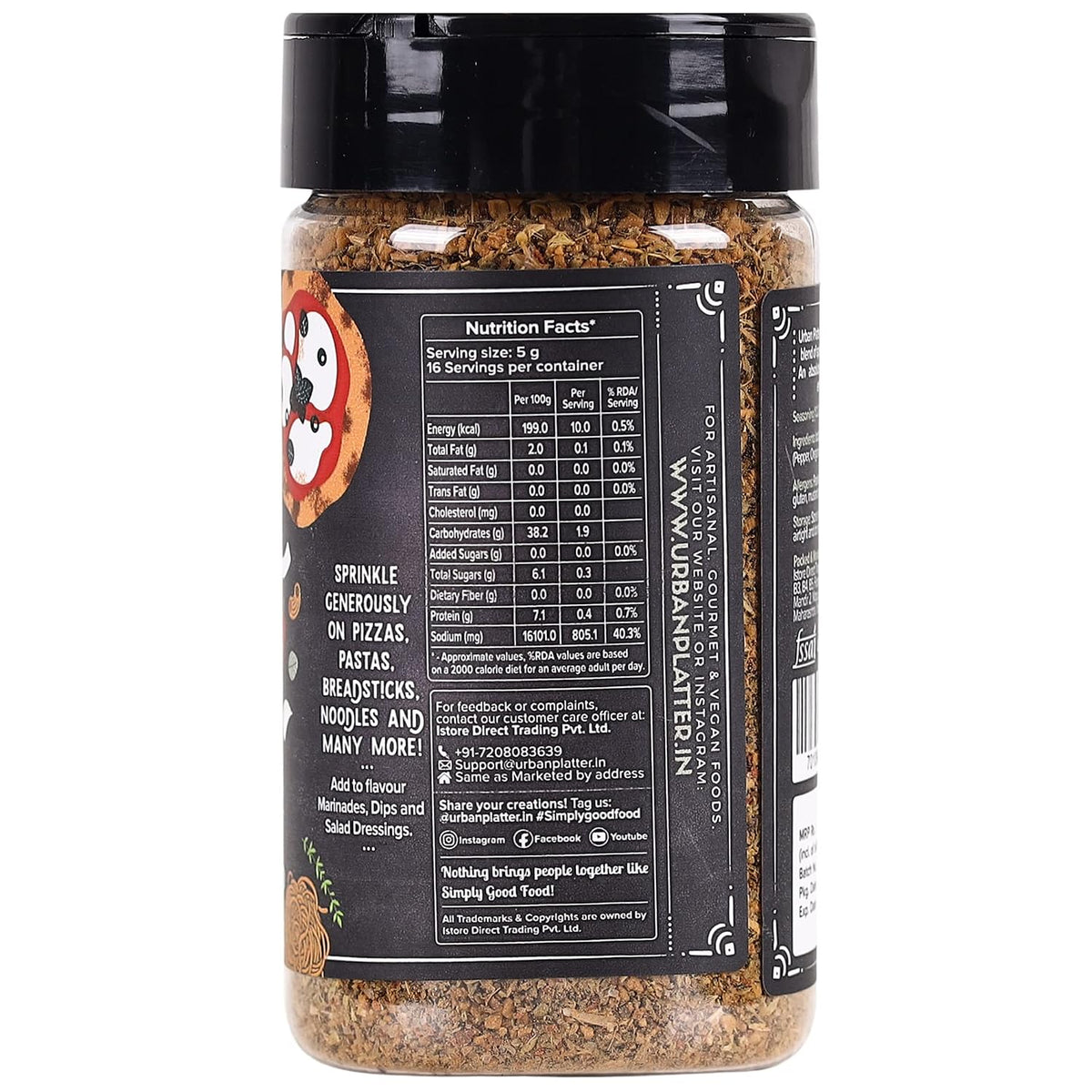Urban Platter Pizza Pasta Seasoning, 80g (Signature Italian-Style Seasoning | Multipurpose Herb & Spice Blend | MSG-Free)