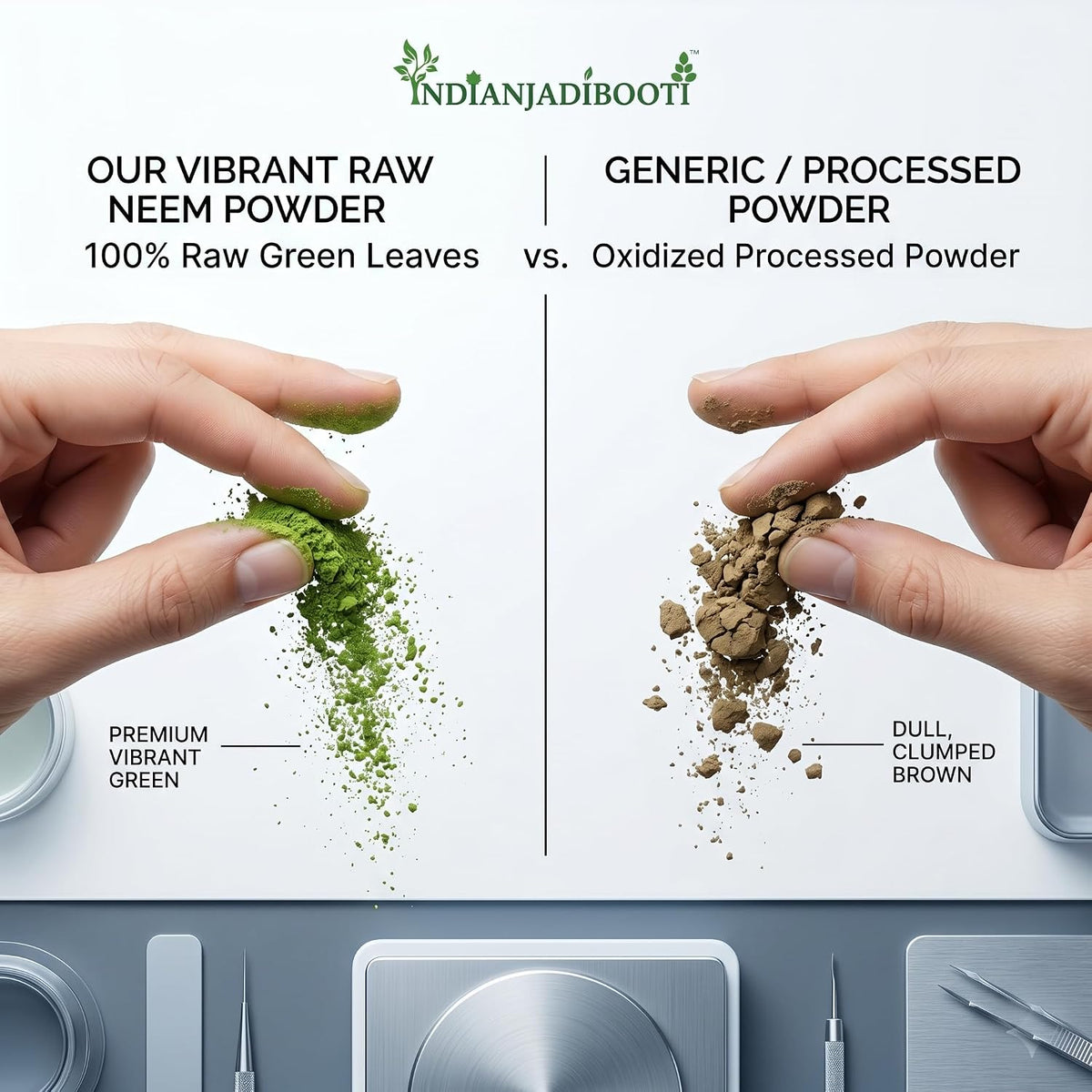 IndianJadiBooti Pure Neem Leaves Powder | Raw Azadirachta Indica for Skin Clarity, Scalp Vitality, Blood Purification & Deep Detox 100 Grams | Pack Of 2