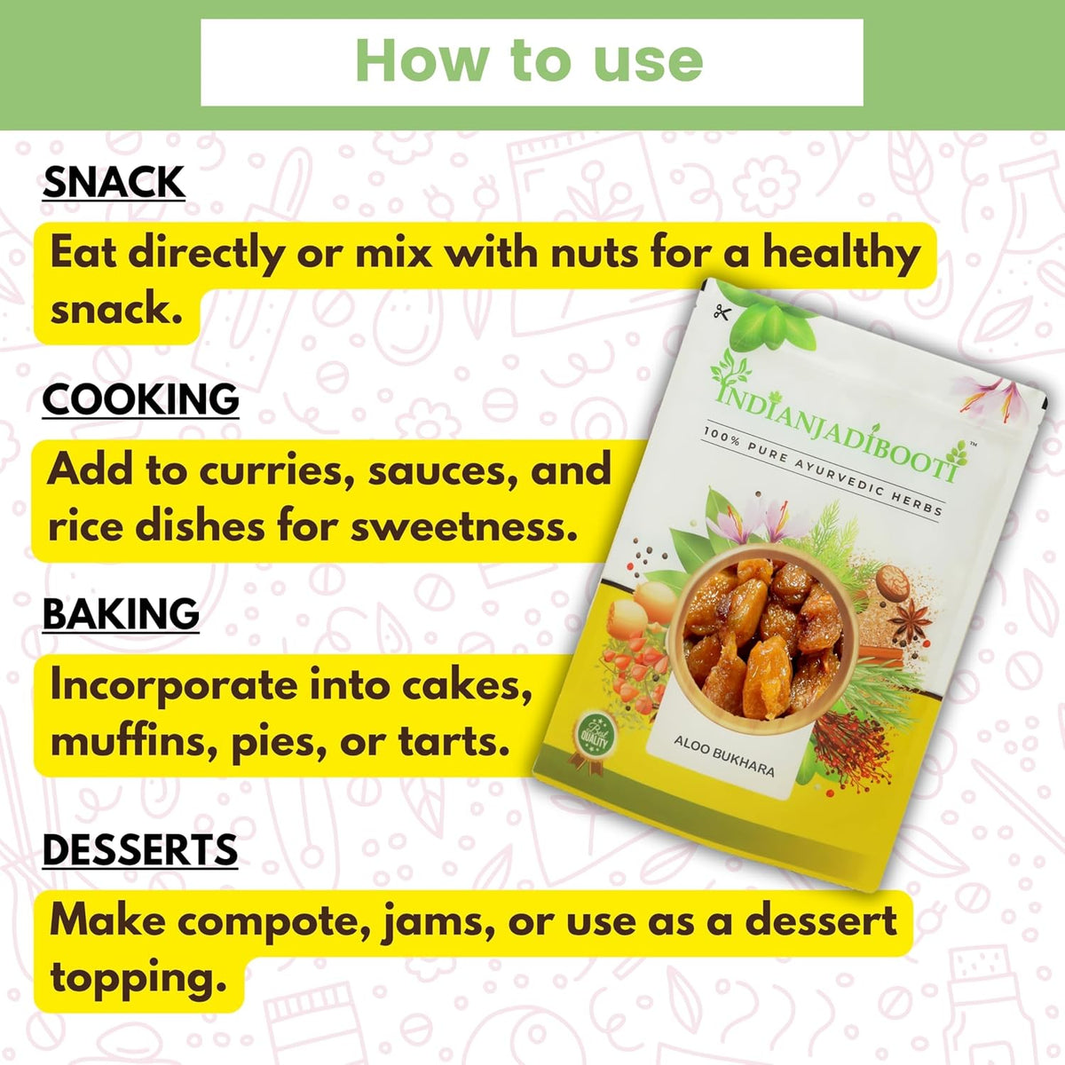 IndianJadiBooti Aloo Bhukara (Indian Plum) – Premium- Naturally Dried Fruit | 100% Natural | No Preservatives | No Added Sugar | 400 Grams Pack | Pack Of 2