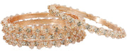 NMII Alloy Metal Bangles Set For Girls and Women Studded American Diamond and Pearls | Diamond Bangles | Metal bangles | Women's Bangle - Pack Of 4 Kada