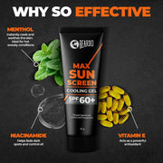 Beardo Max Cooling Gel Sunscreen SPF 60+ PA++++|UVA/UVB Protection | No White Cast |Ultra Lightweight Texture | Non-Greasy |Sunscreen for Men-10g