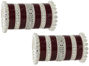 NMII Premium Metal Bangles Silver Chuda Set For Bridal Women & Girls with Zircon Diamond & Kundan Beads | Designer AD Chuda | Bridal Bangles Chooda Set For Wedding, Party, Occasion-Set of 74