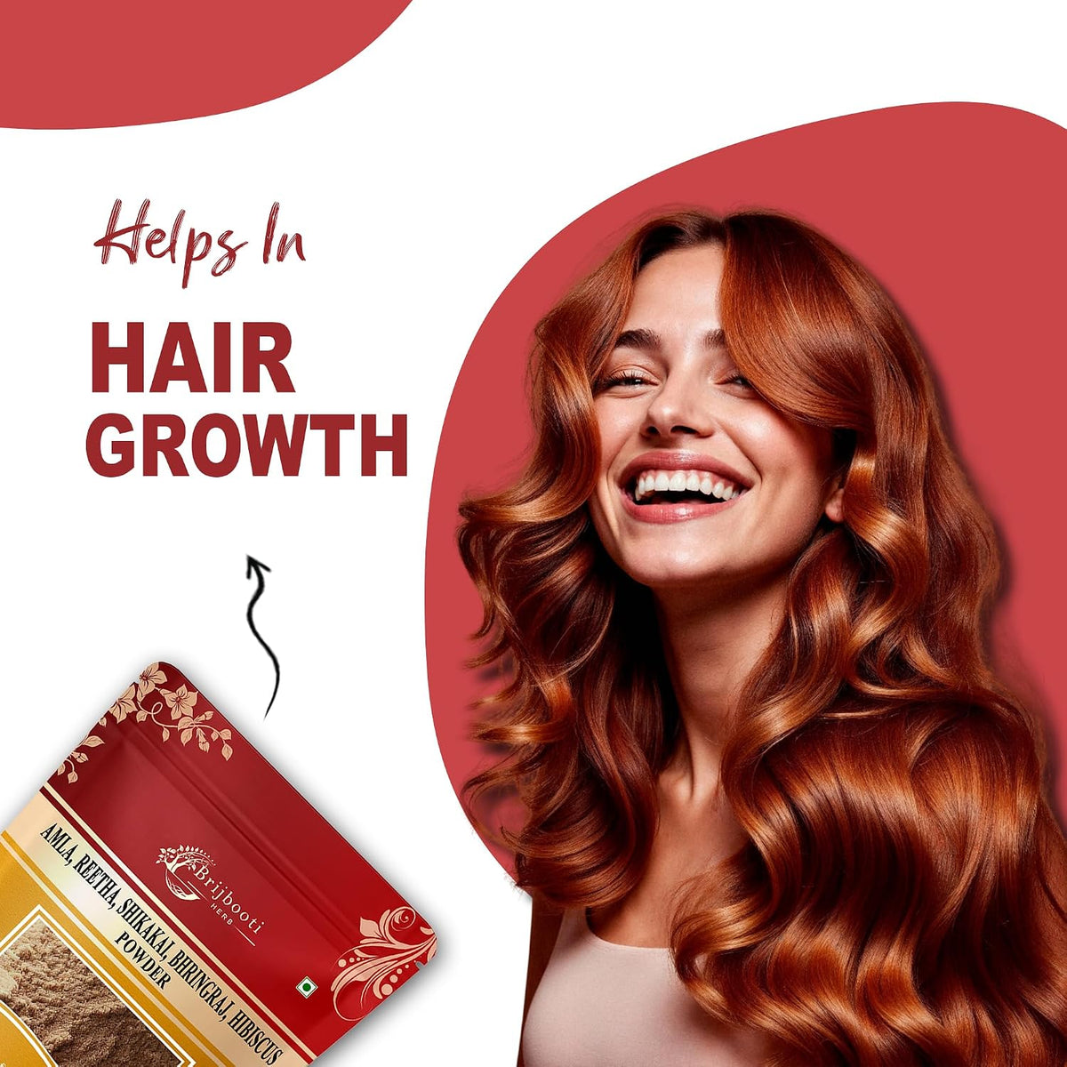 Brijbooti Pure Amla Reetha Shikakai Bhringraj Hibiscus Powder for Hair | Natural Herbal Hair Care Powder | 250g