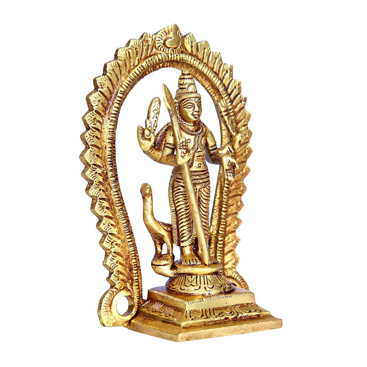 Aalayam Selveer Murugan Idol | Murugar Statue | Kumaraswamy Idol Brass | Lord Kartikeya Idol | Subrahmanya Swami Idol 12.5cm Height Brass Gold Colour 1 Piece