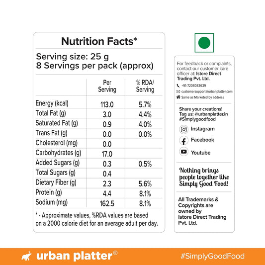 Urban Platter Baked Bhujia/Bhujiya Ratlami, 200g (Baked Not Fried, Better-For-You Indian Snack, 4.4g Protein & 2.3g Fibre)