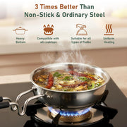 Parage 1 Pc Triply Stainless Steel Tadka Pan 500ml with Heat Resistant Handle | Tripure | Small Deep Tempering Pan for Dal, Ghee & Curry | Durable Steel Tadka Pan for Indian Cooking (13 cm Diameter)