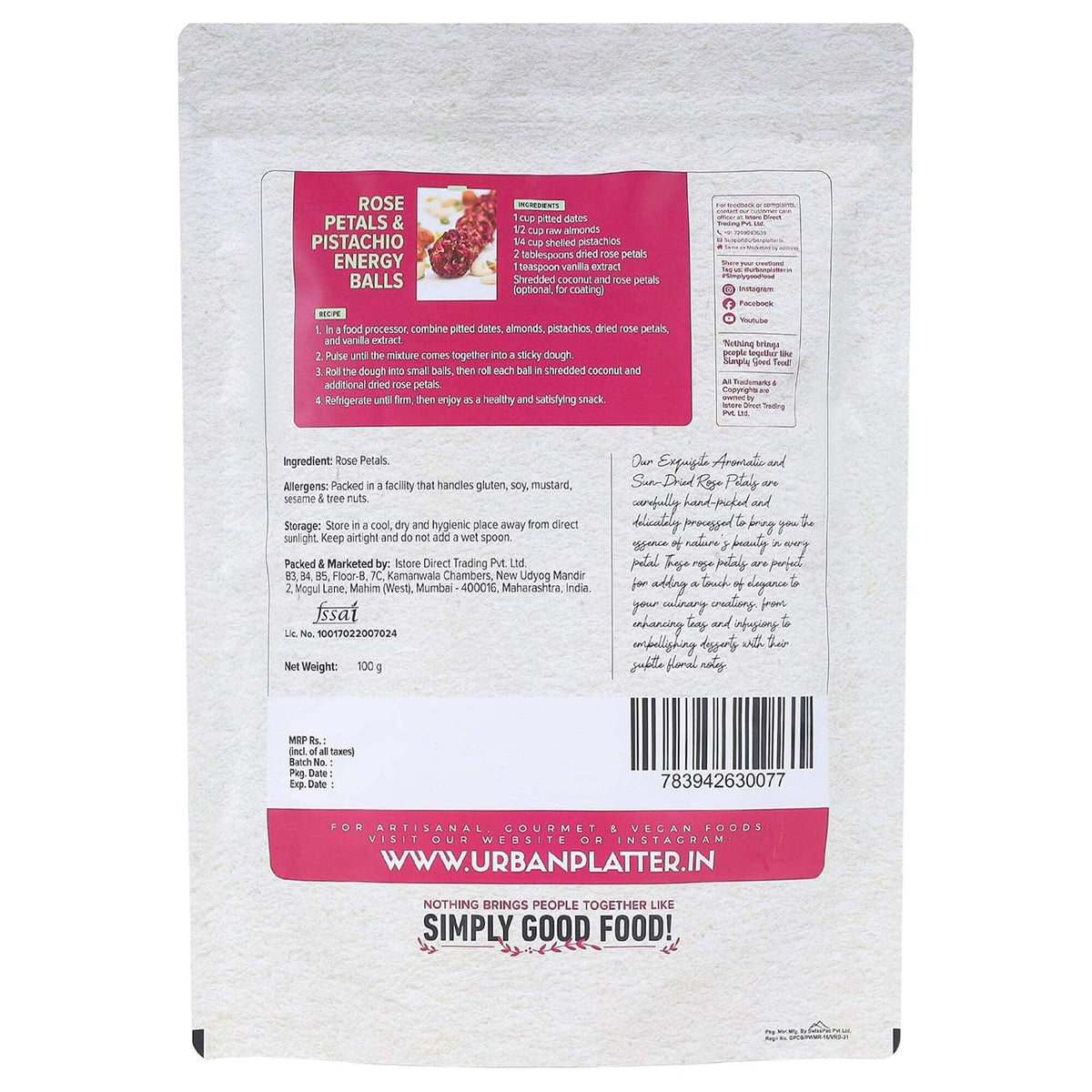 Urban Platter Sun Dried Rose Petals, 100 g