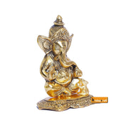 KridayKraft Ganesha Metal Action Statue,Ganpati Murti For Pooja Room & Decor Your Home,Office,Religious Idol Gift Article,Showpiece Figunrines..., 8 Centimeters, Gold