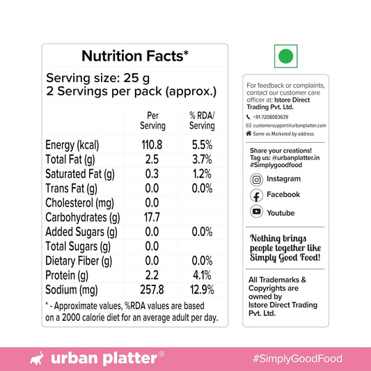 Urban Platter Chickpea Scoopers - Himalayan Pink Salt, 50g (Popped Chips | Lightly Salted | Air Popped, Not Fried)