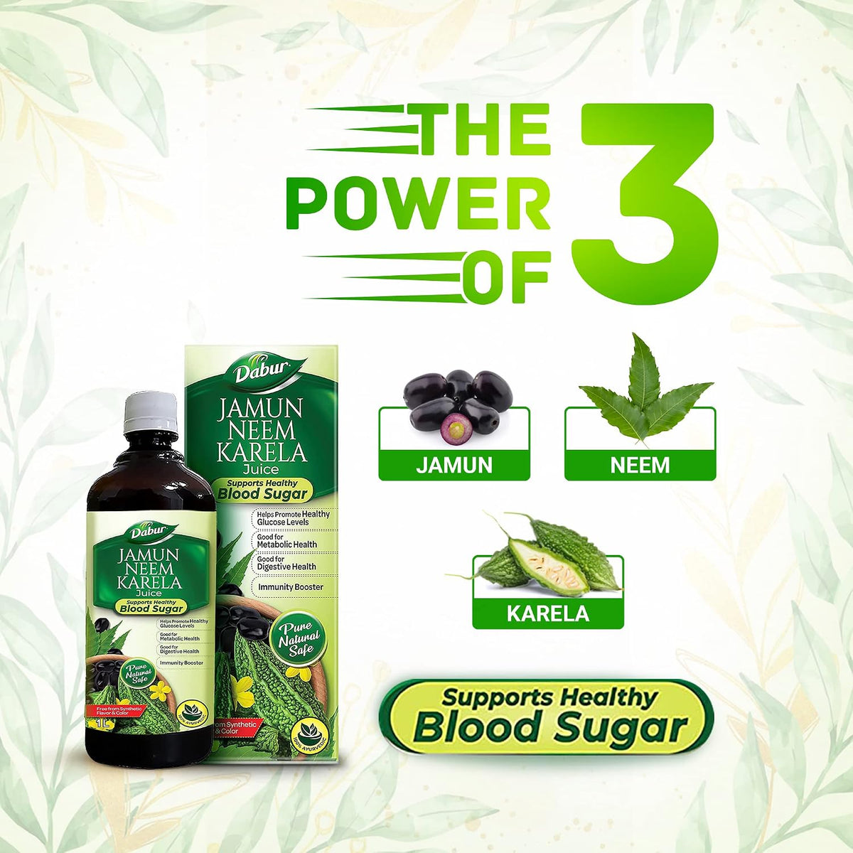 Dabur Jamun Neem Karela Juice - 1L & Dabur Ashwagandha Tablets - 60 tabs COMBO