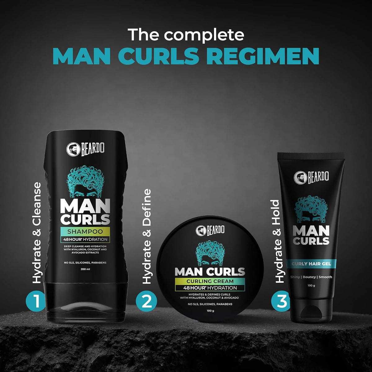 Beardo Man Curls 100g | Curly Hair Cream for Bouncy, Shiny & Defined Curls | Flaxseed Gel for Hair, Leave in Cream, Hair Styling Cream for Men & Women
