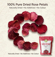 NatureVit Dried Rose Petals 100g | Natural & Edible Rose Petals for Tea, Desserts, Skincare & Decoration | 100% Pure and Fragrant