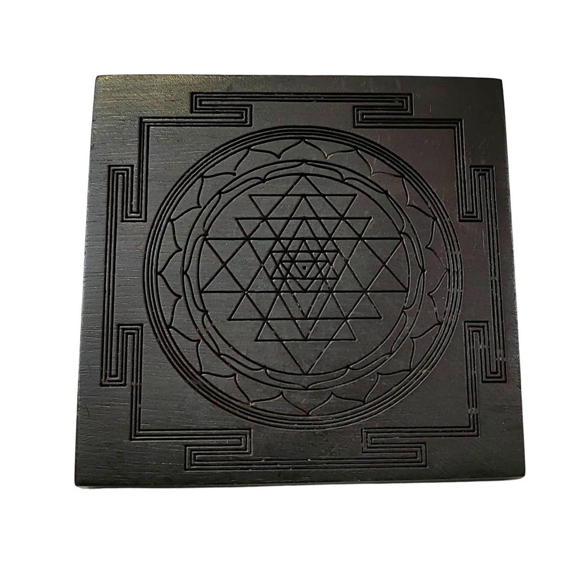 Aalayam Selveer Karungali Shri Yantra 3x3 Inch, Karungali Wood Yantra, 1 No
