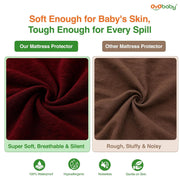 OYO BABY Twin Mattress Protector | Soft Cotton Feel Terry Bed Cover with Waterproof TPU Protection | Breathable, Secure 360° Elastic Fit | For Kids, Baby & Family Bed | 78x48 Inch (6.5 x 4 Ft) -Maroon