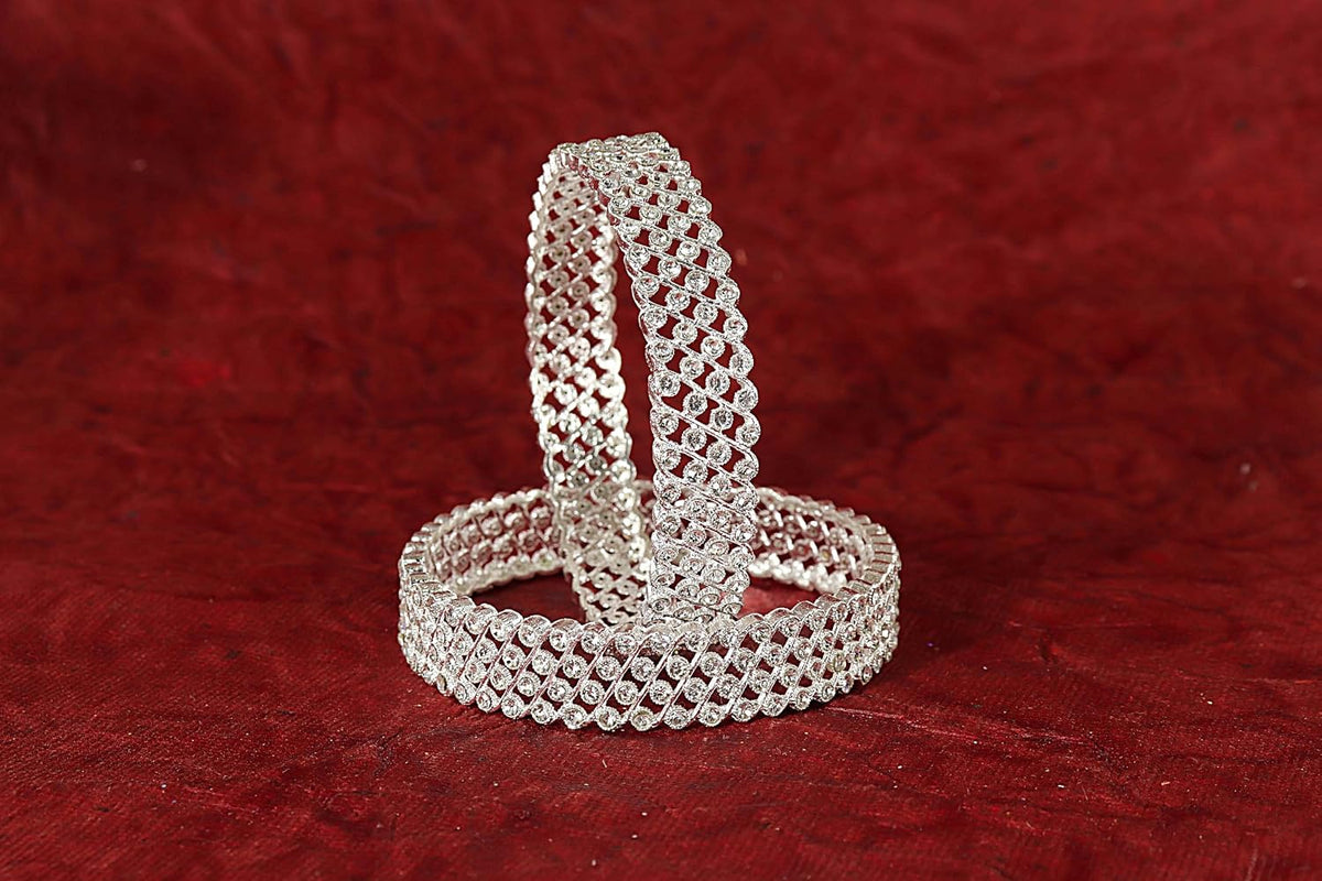 NMII Alloy Metal Gold Plated Bangles Set For Girls and Women Studded American Diamond Stone | Kangan Set | Metal ke Kade | Women Bangles | Girls Designer Bracelet Bangles | Fashionable Jewelry