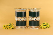 NMII Premium Metal Bangles Gold Chuda Set For Bridal Women & Girls With Zircon Diamond & Kundan | Designer Ad Chuda | Bridal Bangles Chooda Set For Wedding, Party, Occasion-Set Of 70