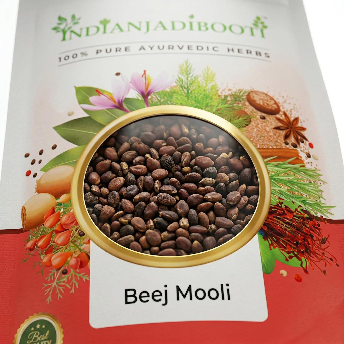 IndianJadiBooti Beej Mooli (Edible Radish Seeds/Moolaka Beej) – 100% Pure Raw Seeds for Digestive Health & Kidney Detox – Helps Support Urinary Wellness & Metabolism 100g Pack