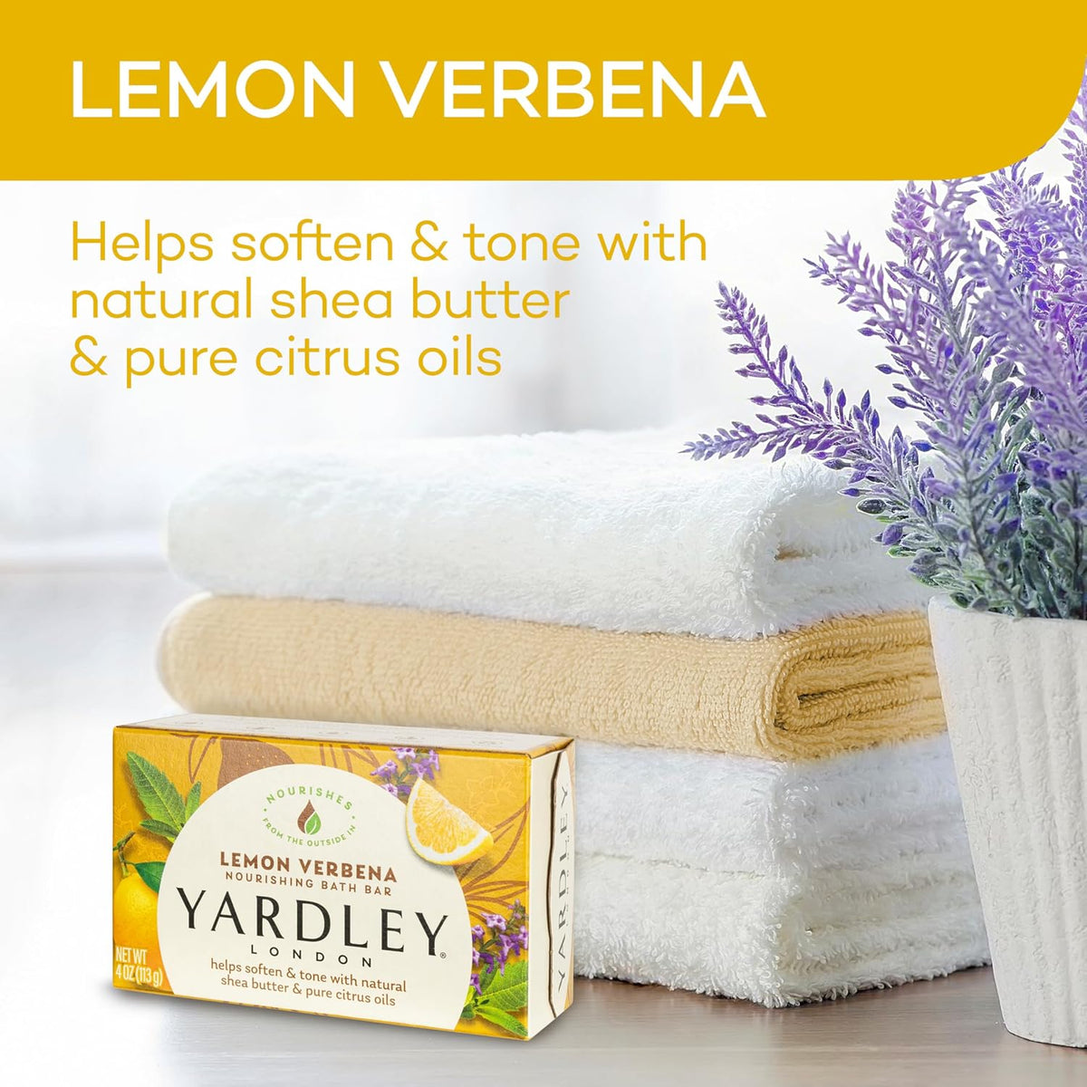 Yardley Lemon Verbena With Shea Butter Bar Soap, 4.25 Ounce