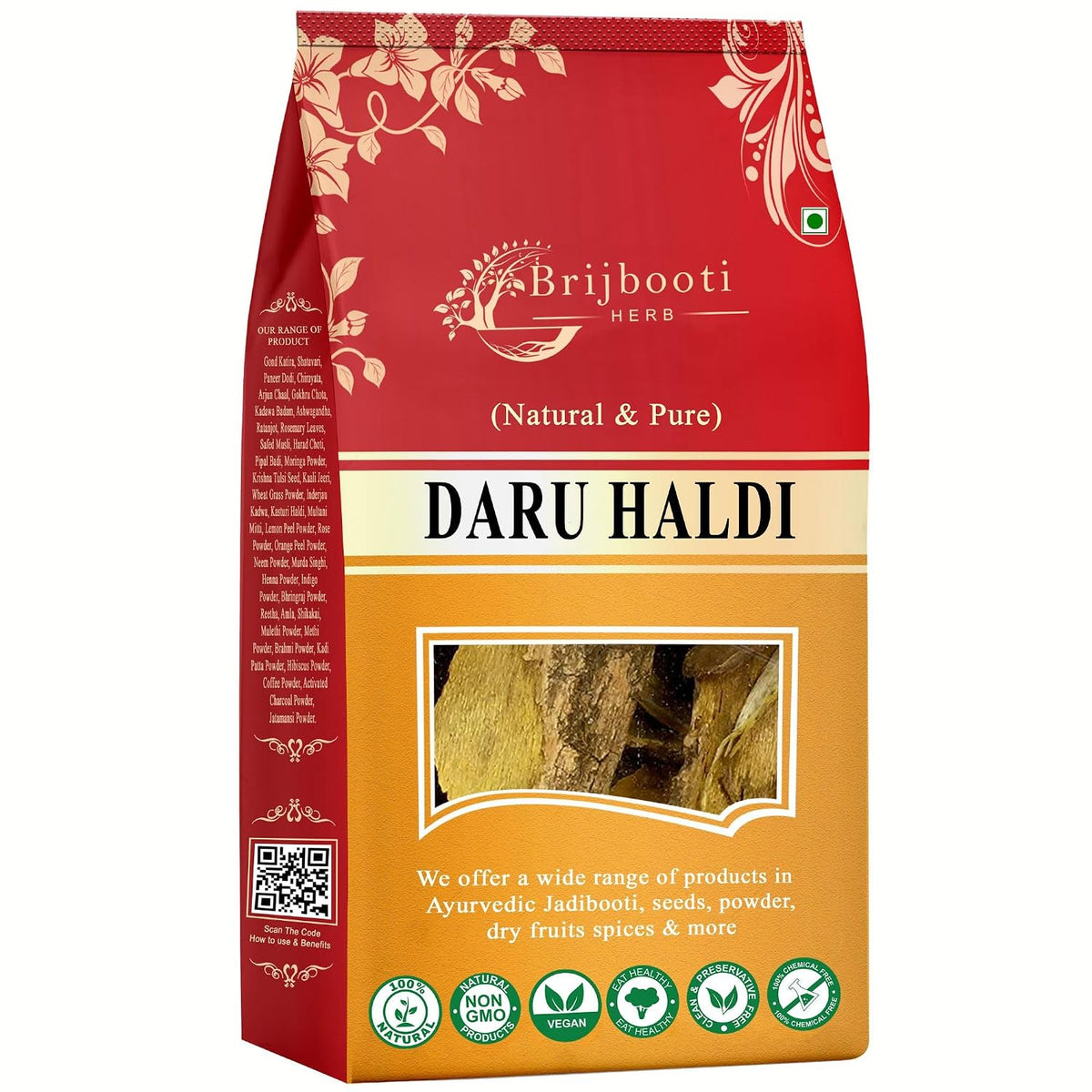BrijBooti Daru Haldi Bark -(200 Gm) | Berberis aristata | Indian Barberry Daru Haldi Chaal