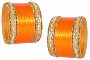 NMII Acrylic (Plastic) with Oval Beads Or Zircon Gemstone Studded Worked Glossy Finished Short Chuda Set for Women and Girls