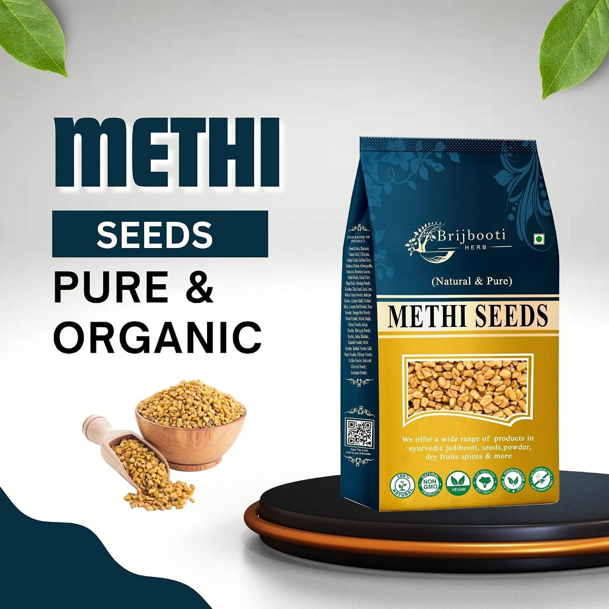 BrijBooti Birju Mahavir Methi Dana Seed 800 Gram | Methi seeds fenugreek | Fenugreek Seeds | Whole Methi Dana Seeds | Indian Spices
