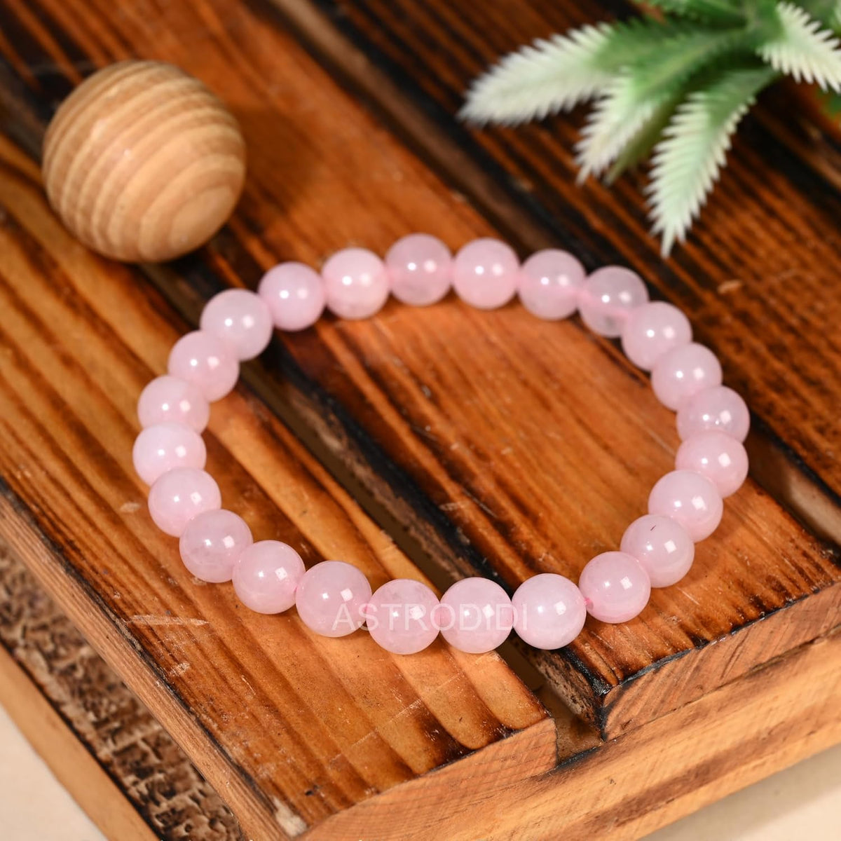 Astrodidi Natural Certified Rose Quartz Stone Bracelet for Emotional Healing, Self-Love and Promoting Harmony in Relationships by Resonating with the Heart Chakra | Reiki Feng-Shui Crystal Gemstone Bracelet for Men and Women