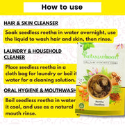 IndianJadiBooti Reetha Seedless | Soap Nut | Soapberry | Wash Nut | Acacia Concinna | Aritha (100 Grams)