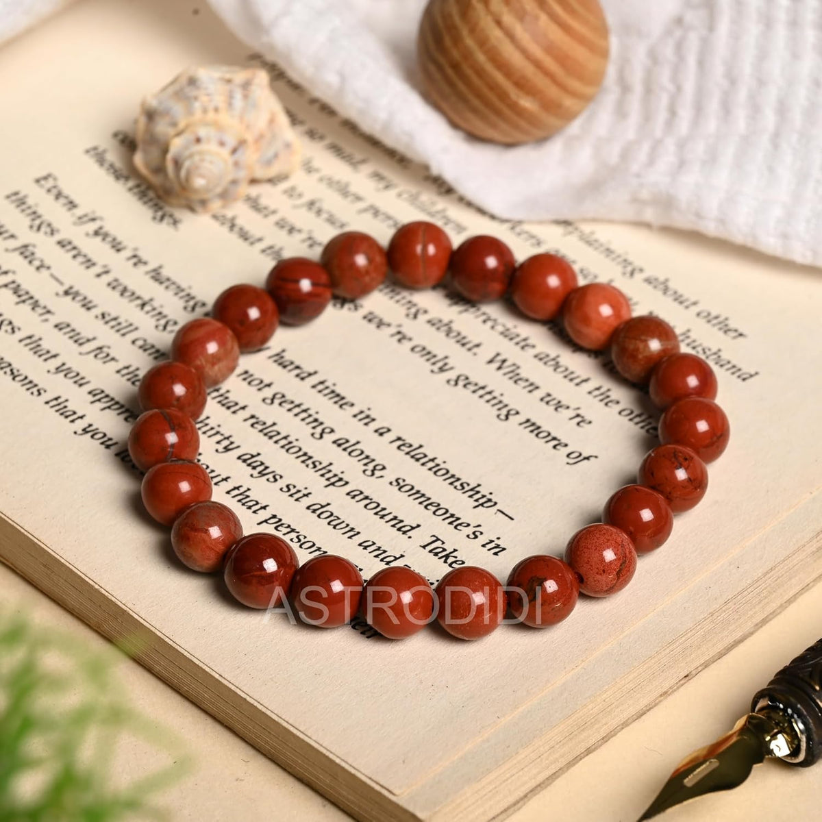 ASTRODIDI Natural Certified Red Jasper Stone Bracelet | Help to Improve Strength, Stability & Grounding Energy | Original Reiki Feng-Shui Healing Crystal Gemstone Bracelet for Men and Women