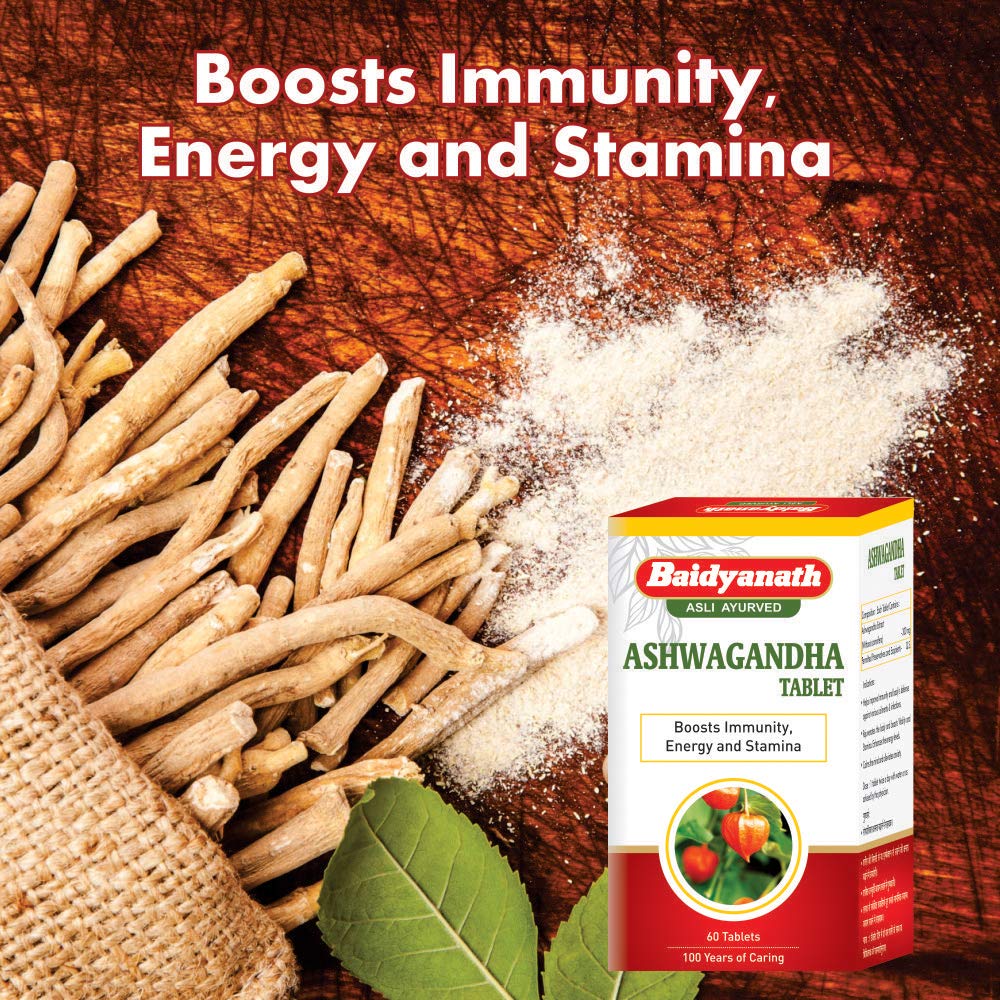 Baidyanath Asli Ayurved Ashwagandha 60 Tablets (Pack Of 2)| Rejuvenates Mind & Body | Improves Strength & Energy | Immunity Booster | Rich in Antioxidants