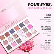 INSIGHT Garden of Love Eyeshadow Palette | 18 Pigmented Shades with Metallic, Shimmer & Multi-Finish Colors | Long-Lasting, Blendable Eye Makeup for Day or Night | 40g