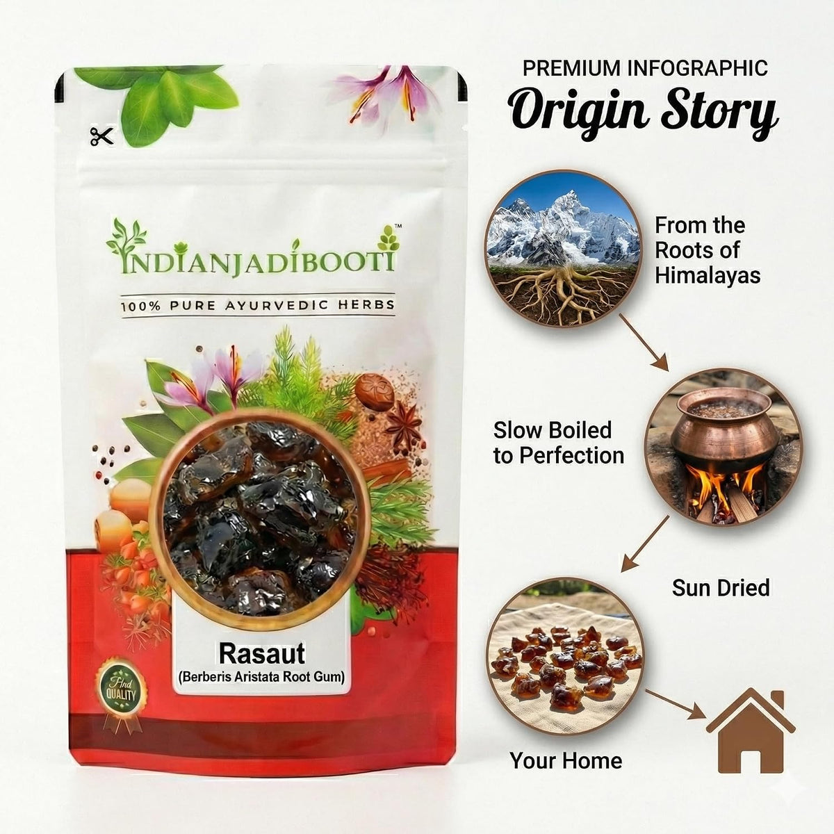 IndianJadiBooti Rasaut (Berberis aristata Root Gum) – Natural Ayurvedic Herbal Extract for Health & Wellness | 900 Grams
