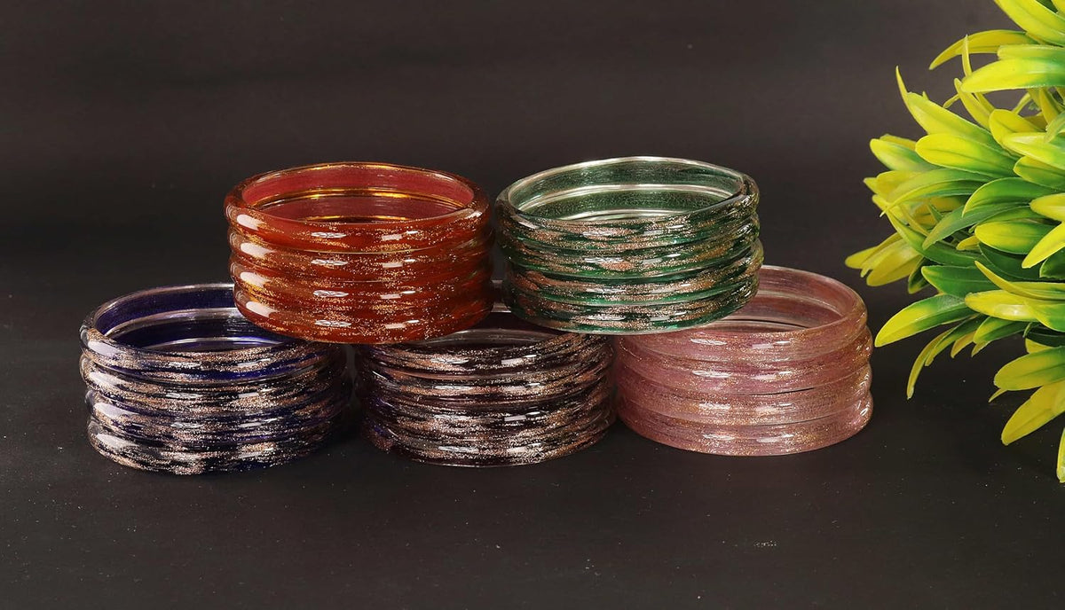 NMII Plain Multicolour Glass Kada Combo Set For Women And Girls With Sleek Finish | Simple Design Kada Set | Glass Kada Set For Women | Glass Bangles-Pack Of 20 Kada