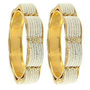 NMII Stylish Alloy Metal Kada Set for Women & Girls with Zircon Diamond Stone and Pearls Work | Traditional Gold-Plated Bangle Set for Women | Women's Kade For Wedding, Party, Ocassion- Set of 4