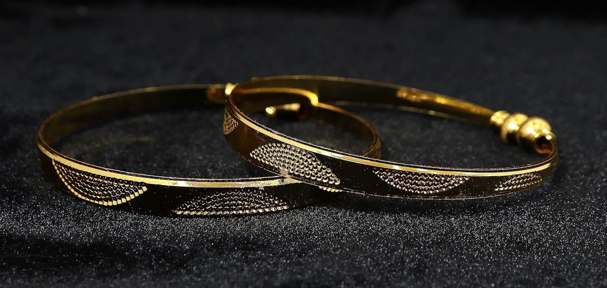 NMII Brass with Gold Plating Bangle Bracelet Set (Pack of 2)