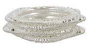 NMII Traditional Golden Metal with Zircon Stone & Pearls Moti Beads Work Kada Bangles Set For Women & Girls | Designer Women's Bangles Latest | Metal Bangles | Bridal Wedding Bangles-Set of 4