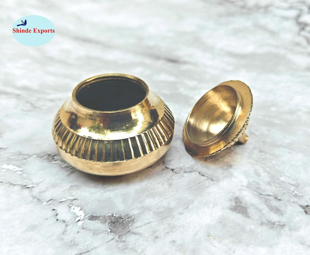 SHINDE EXPORTS brass sindur dani dibbi sindoor box dabbi for women (4CM)