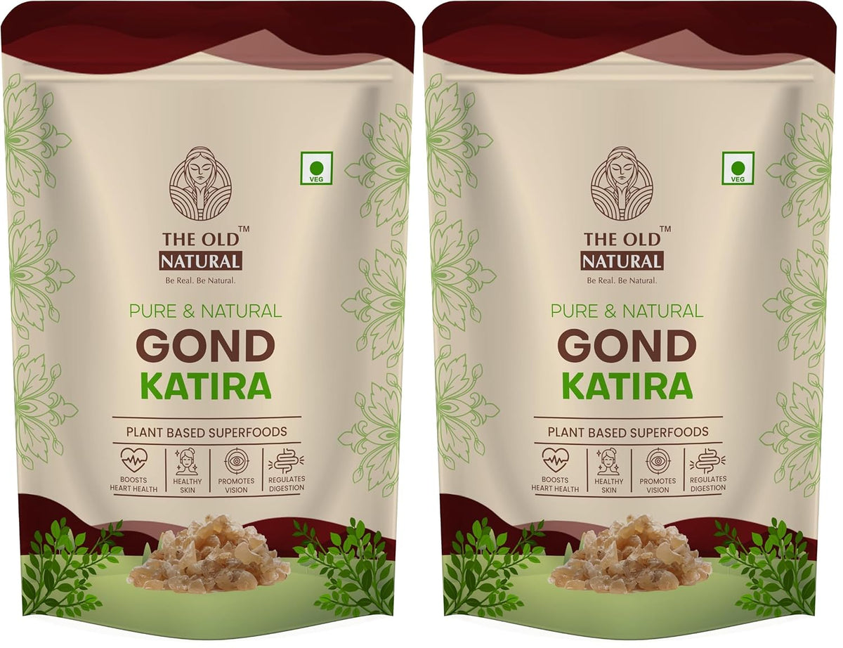 The Old Natural Gond Katira (Tragacanth Gum) – 100% Natural Plant-Based Edible Gum | Cooling Superfood for Summer Drinks | Supports Digestion & Hydration | 200g (Pack of 2)