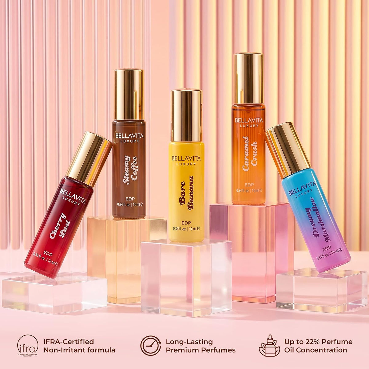 BELLAVITA Gourmand Trend Series | Sweet & Dessert Pocket Fragrances (5 x 10 ml) Eau de Parfum - 50 ml (For Men & Women)