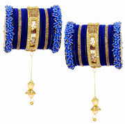 NMII Non-Precious Metal,Base Metal with Radha Krishna Latkan Zircon Gemstone Or Pearl and Velvet worked Glossy Finished Bangle Set For Women and Girls