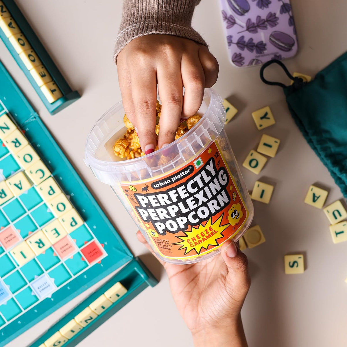 Urban Platter Perfectly Perplexing Popcorn - Cheeze Caramel, 150g (Tub of Caramel Popcorn with Umami Cheeze, Ready to eat snack)