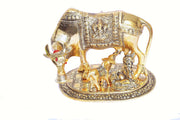 KridayKraft Kamdhenu Cow,Calf with Bal Gopal Krishna Metal Statue for Good Luck,Feng Shui As Table Top Figurine,Vastu,Religious Gau MATA Idol Home,Office&Table