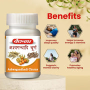 Baidyanath Ashwagandhadi Churna 60 GM | Helps Boost Strength 100% Natural | Stamina & Energy | Stress Relief | Made with Pure Ayurved Ingredients for Anxiety & Stress Relief (Pack of 2)