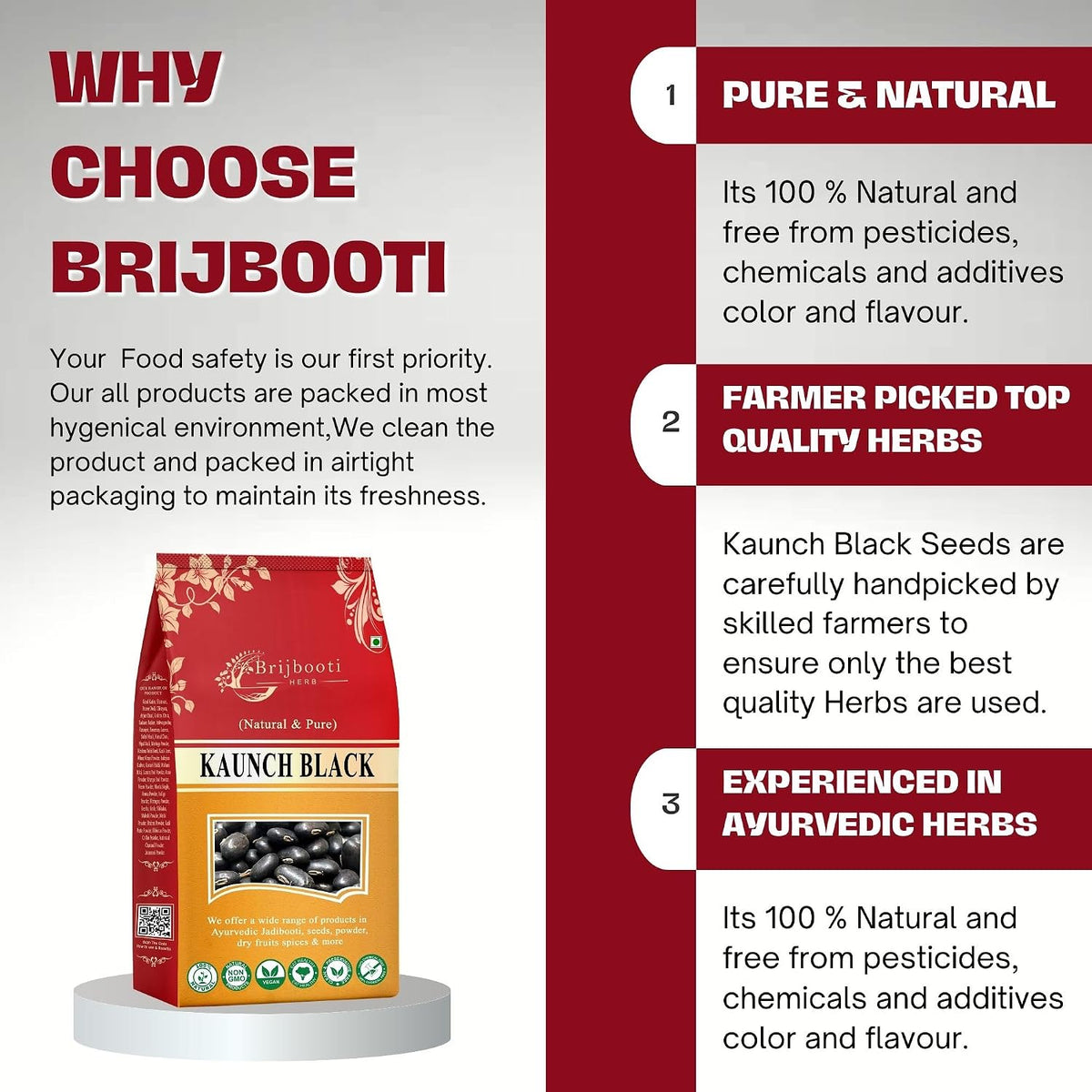 BrijBooti Black Kaunch Seeds 400 Gr - Mucuna Pruriens - Kala Koch ke Beej - Cowhage