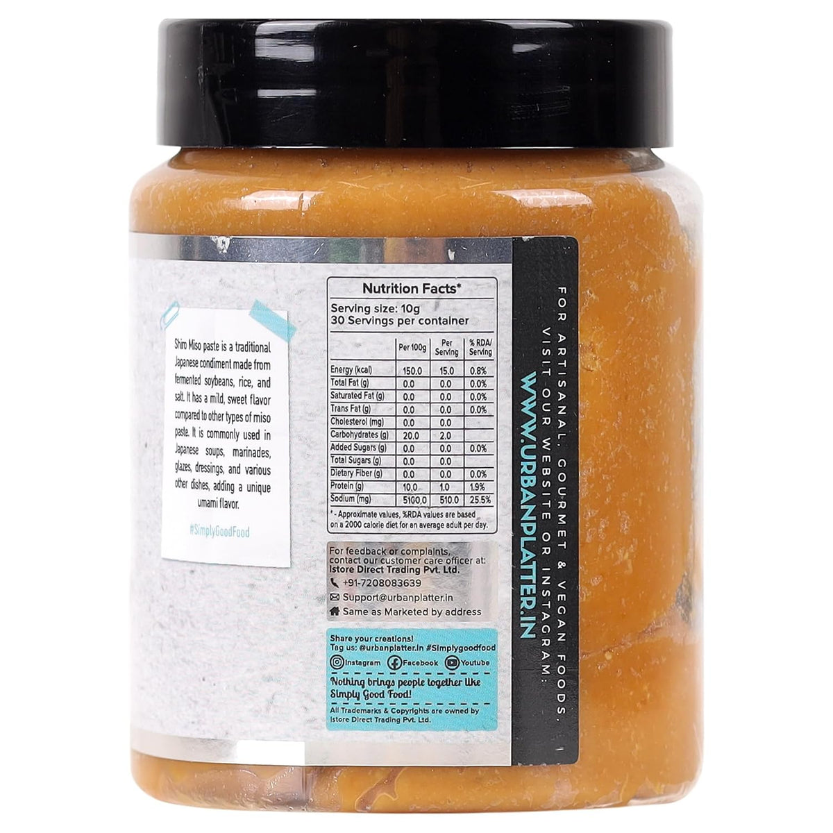 Urban Platter Shiro Miso Paste, 300g (Light Miso | Fermented Soybean Paste | Preservative-Free | Umami Rich)