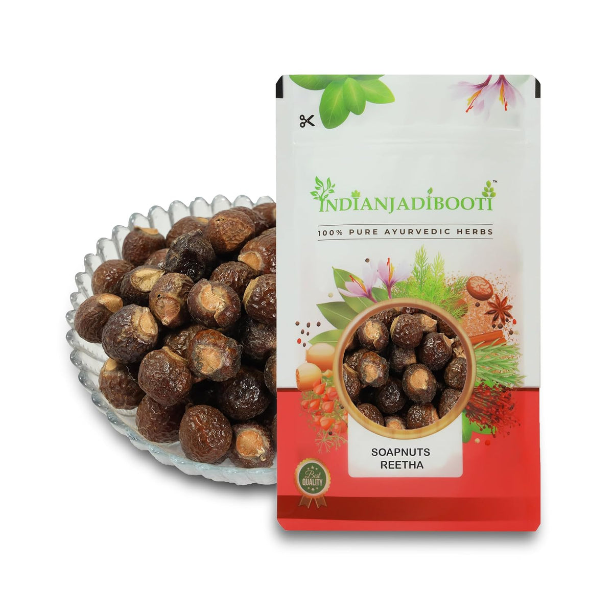 IndianJadiBooti Reetha Whole | Soapnut (Aritha) | Sapindus Mukorossi | Natural SLS-Free Hair Cleanser, Shampoo & Conditioner | Organic Laundry Alternative | Dried & Raw | (100 Grams)
