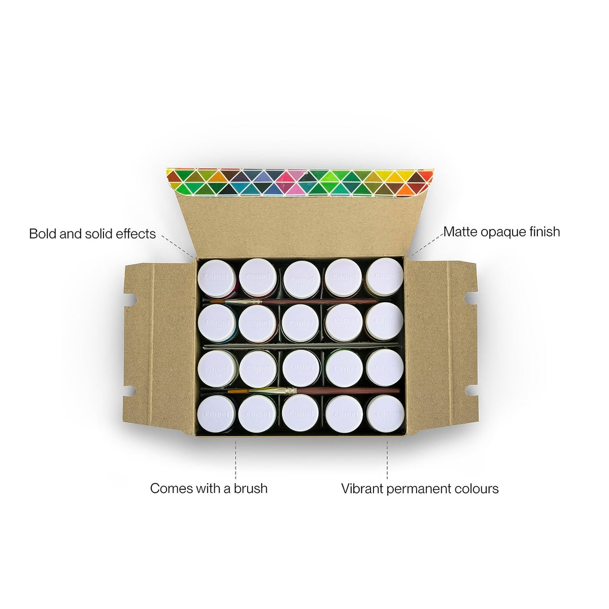 Camel Premium Poster Colour with Brush - 20 Shades (Multicolor)