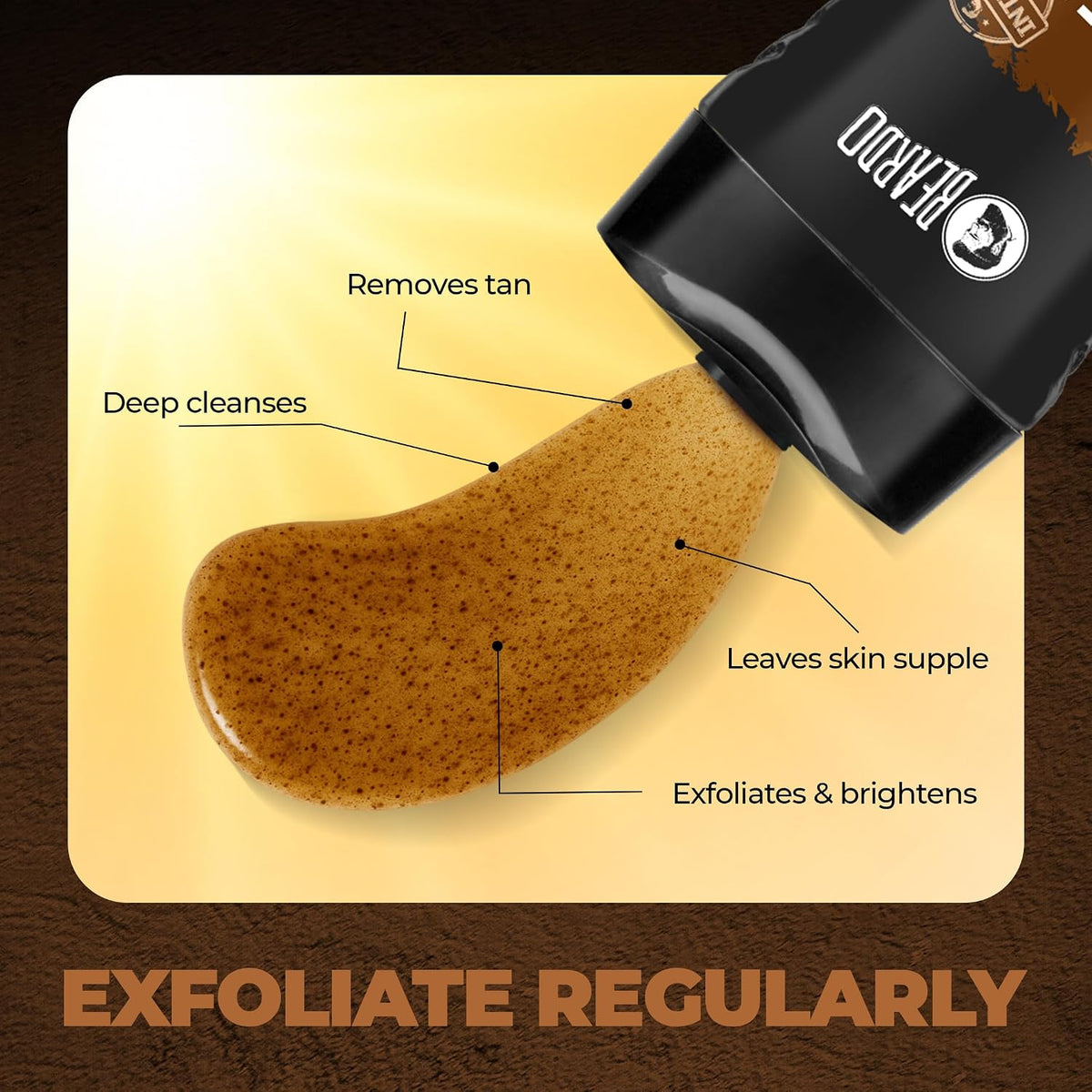 Beardo Detan Exfoliating Body Wash 200ml | 4% (Glycolic Acid, Lactic Acid & Coffee Extracts) | Gentle Exfoliating Shower Gel | Removes Tan & Body Acne | Prevents Dry, Rough, Bumpy Skin | Suitable for Men